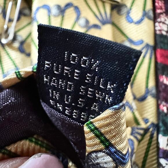 Bundle Lot Set 5 Men Designer Silk Blend Ties Armani Burberrys Dior Balmain - Picture 9 of 11